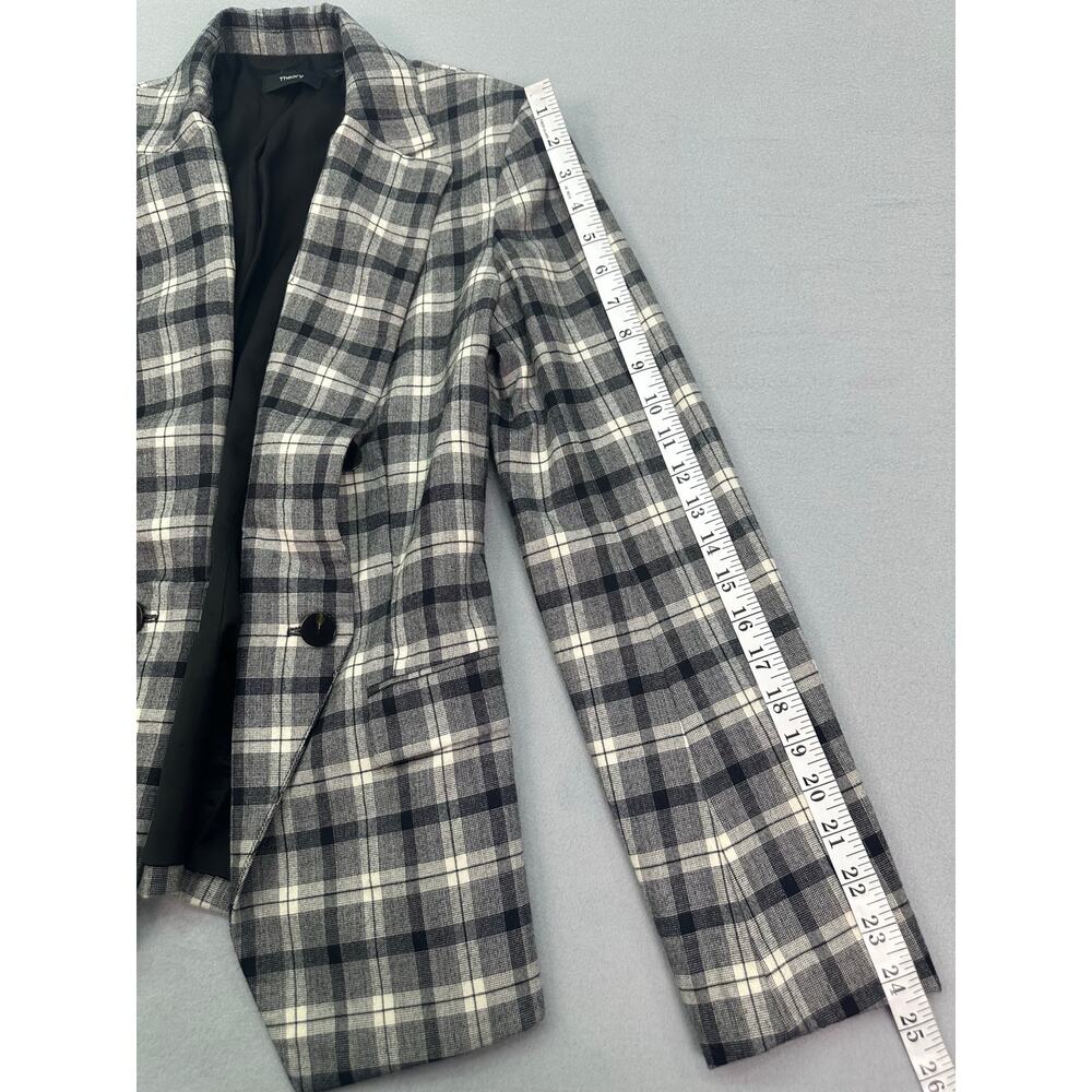 Theory Yukon Flannel Double Breasted Plaid Wool Blazer Jacket Size 6 - Picture 9 of 10